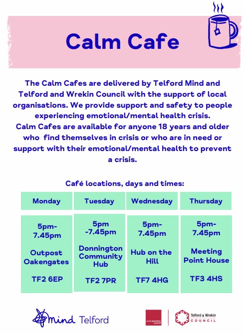 Telford Mind Calm Cafe timetable